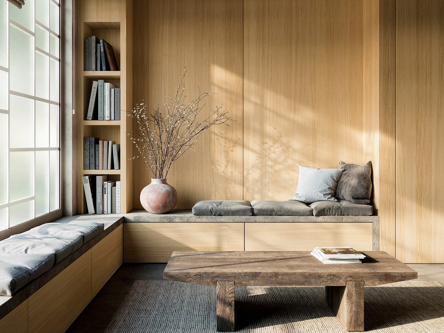 Waiting room featuring Havwoods' PurePanel Querkus European oak panels.